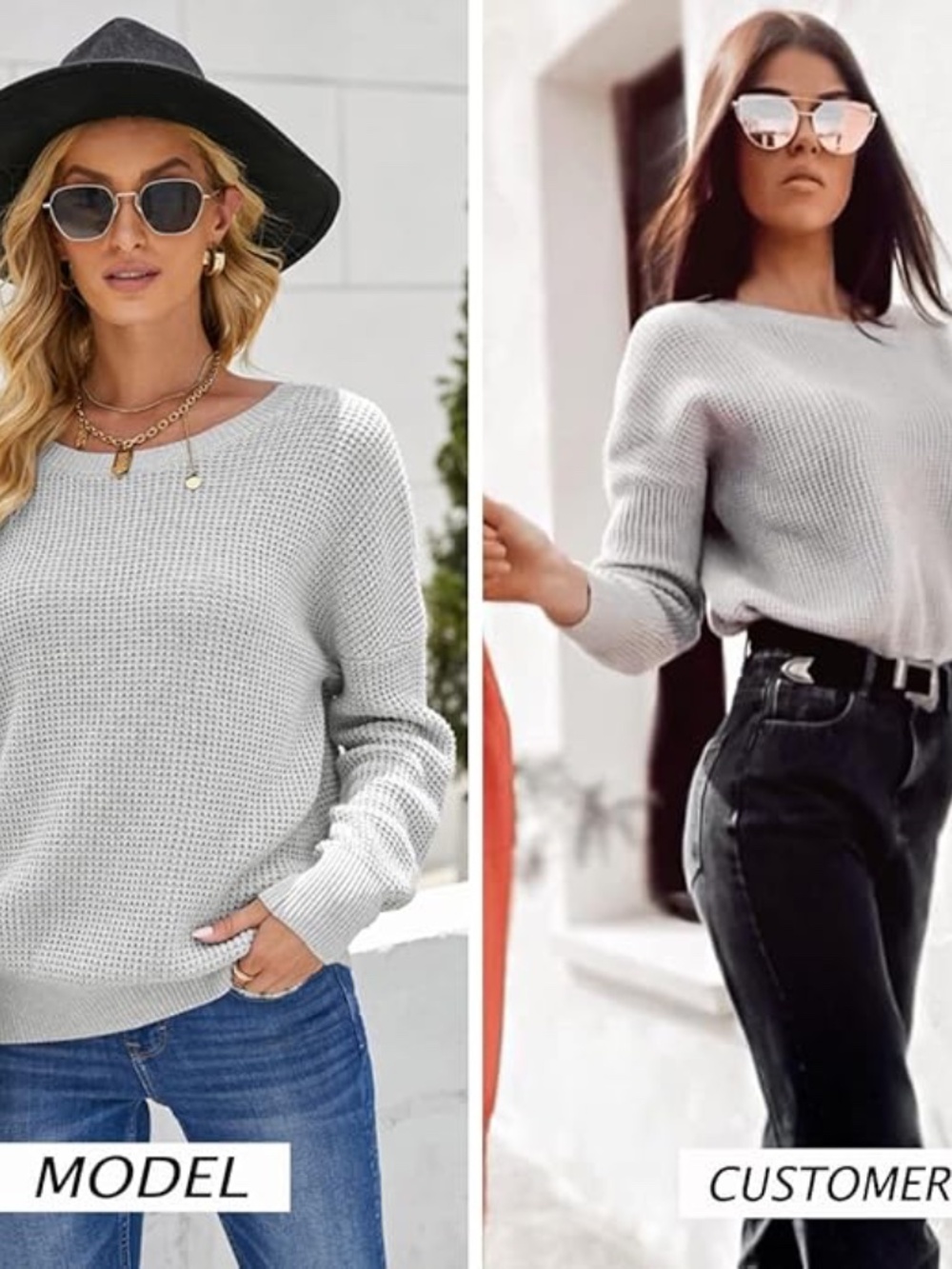 Criss Cross V Back Hollow Out Long Sleeve Sweater, Casual Crew Neck Knitted Grey - Picture 2 of 6